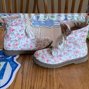 Floral combat boots